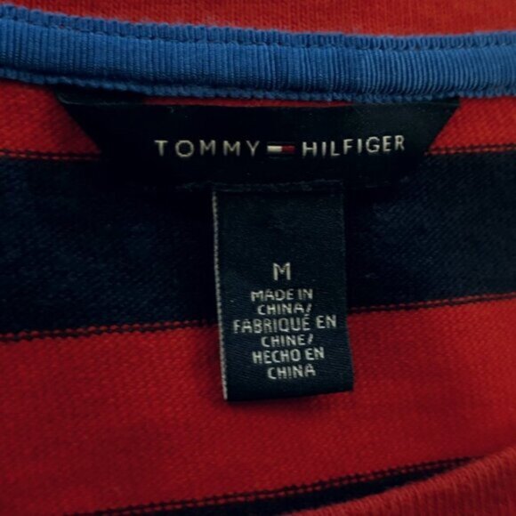 Tommy Hilfiger Striped Sweater Side Zipper Red Navy Preppy Womens Size Medium - Picture 10 of 11